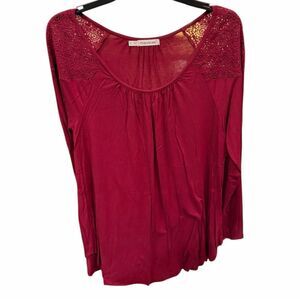 Maurices Burgundy Lace Accent Blouse